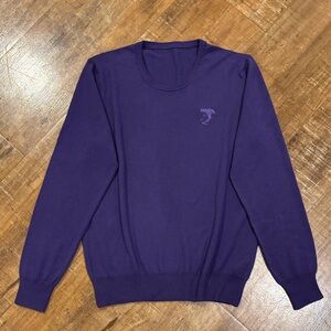 VERSACE COLLECTION EMBROIDERED MEDUSA RIBBED KNIT SWEATER